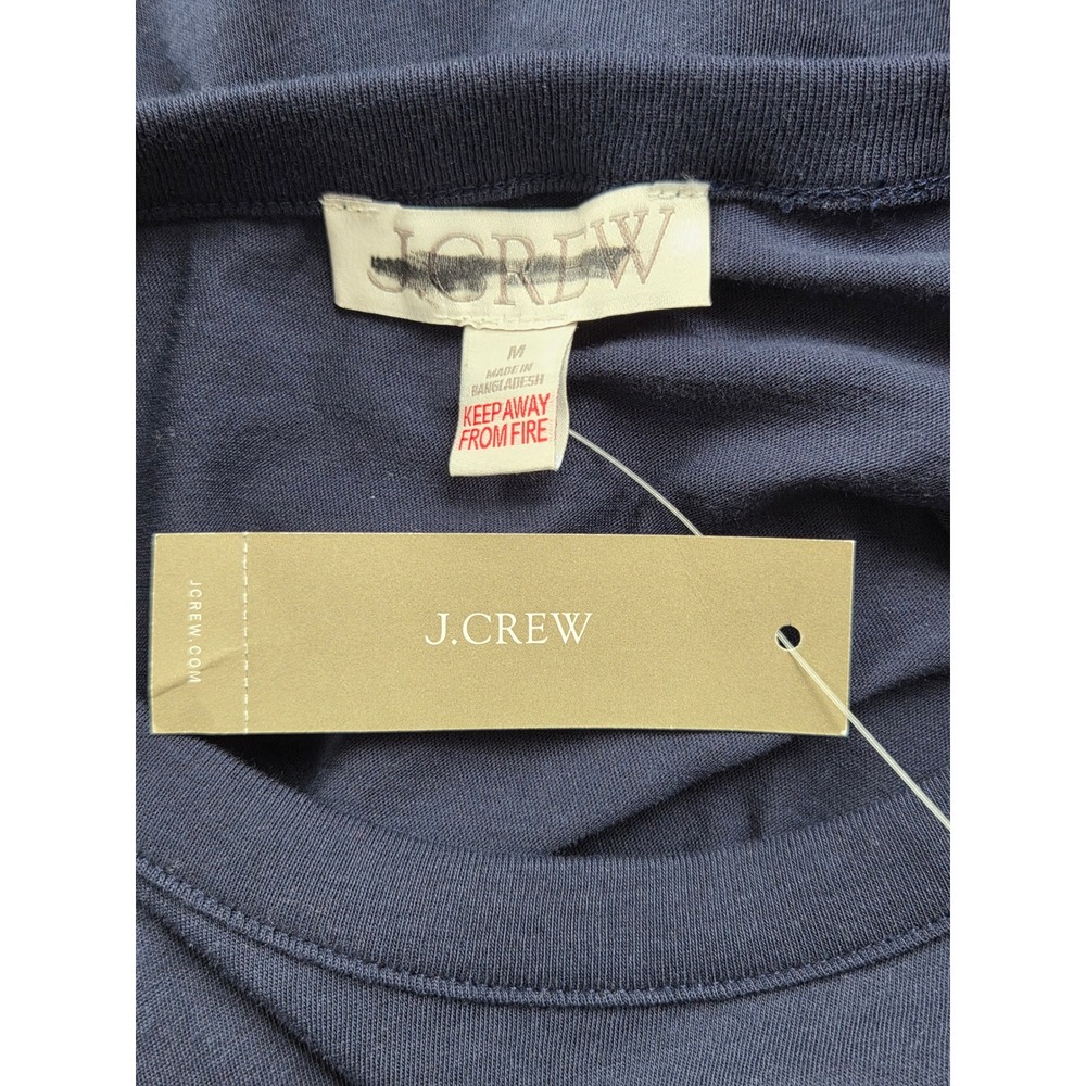 J. Crew Short Sleeve Pajama Top Tissue Crepe Cotton Womens M Navy Blue NWT CN219 - Picture 4 of 6